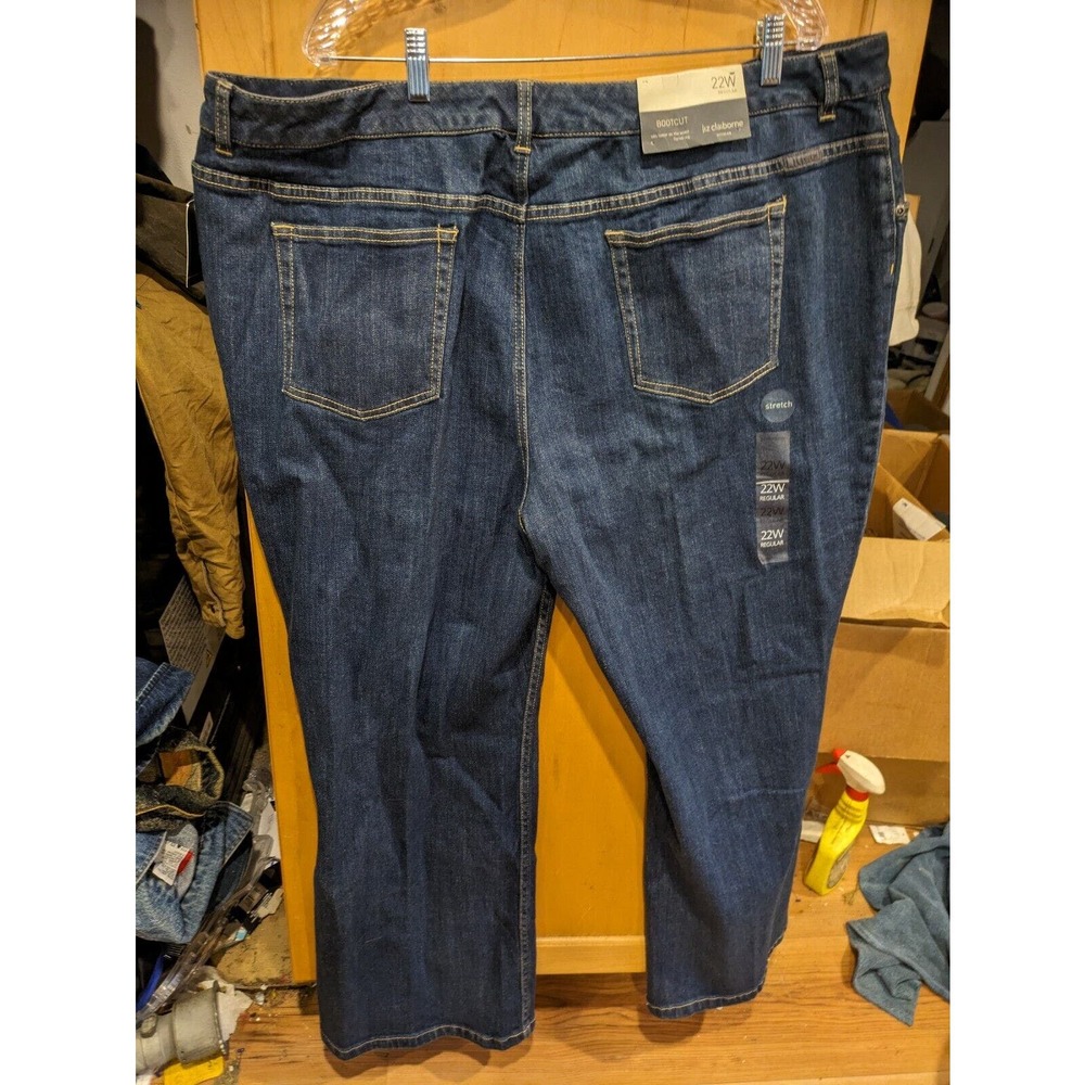 Liz Claiborne Women Dark‎ Wash Boot Cut Fit 5-Pocket Denim Blue Jeans 22W Nwt
